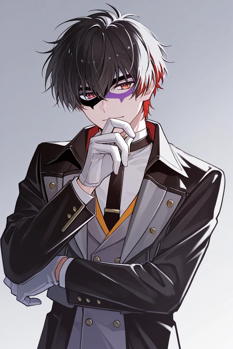 Domino masked men phantom thief anime,solo,male focus,color hair,