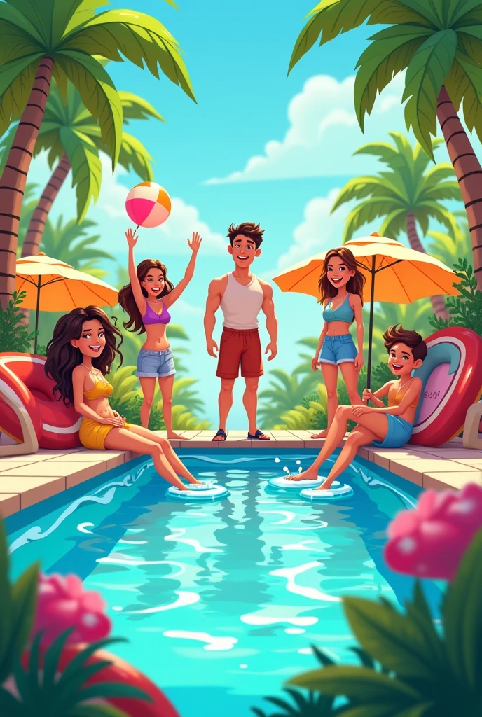 A picture combining summer items