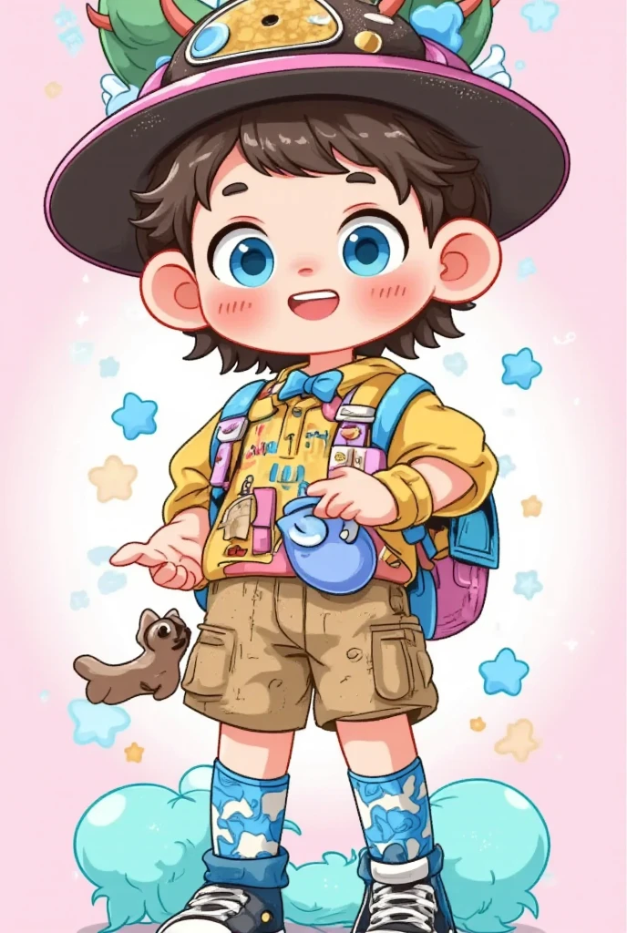 ((Best quality)), ((masterpiece)), (detailed: 1.4), 3D, cartoon boy with backpack and monkey holding a backpack, single boy concept art, guweiz style art, cute detailed digital art, telegram sticker, cute cartoon character, adorable digital painting, cute character, cute art style, telegram sticker design, maple story character art, hero 2 d fanart art, children's art in artstation, by Yang J, HDR (High Dynamic Range), Ray Tracing ,NVIDIA RTX,Super resolution,Unreal 5,Subsurface scattering,PBR texture,Post-processing,Anisotropic filtering,Depth of field,Maximum clarity and sharpness,Multilayer textures,Albedo and specular maps,Surface shading,Precise simulation of light-material interaction,Perfect proportions,Octane Render, Two-Tone Lighting,Wide Aperture,Low ISO,White Balance,Rule of Thirds,8K RAW