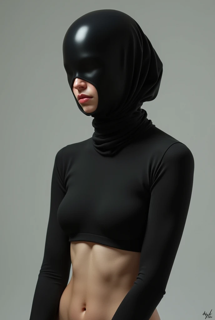 Hijab women mouth taped wearing bra