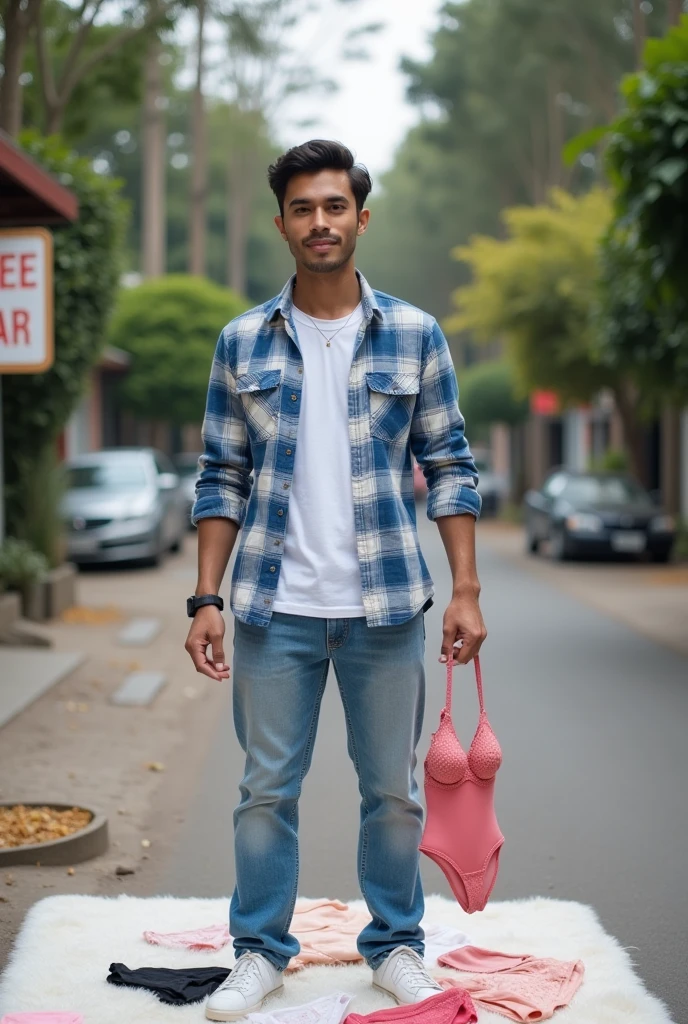 A young man leaving home with a bag full of money.