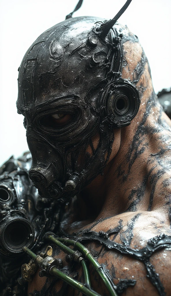 Create a tattoo by mixing biomechanical elements with marine beings