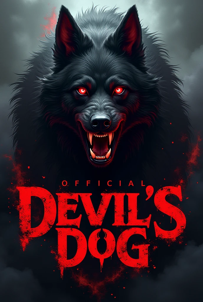 draw a German Shepherd demon logo with the following text below :Dogs of Hell
