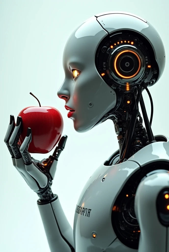 Visual Concept, bionic arm, robotic parts and skin tissue, man-machine fusion, hand with the movement of grabbing an orange, design vectorial
