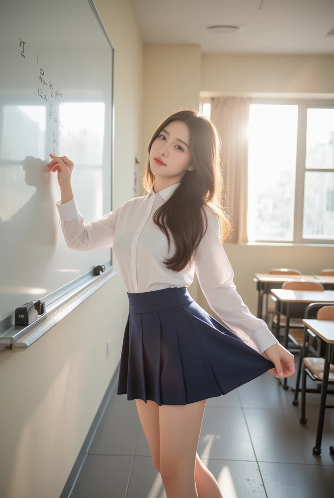 Lift up your skirt、Random 、Random pose、smile、Showing panties、Japanese 、Black Hair、Showing panties、Lift up your skirt、Pull up your skirt、School classroom