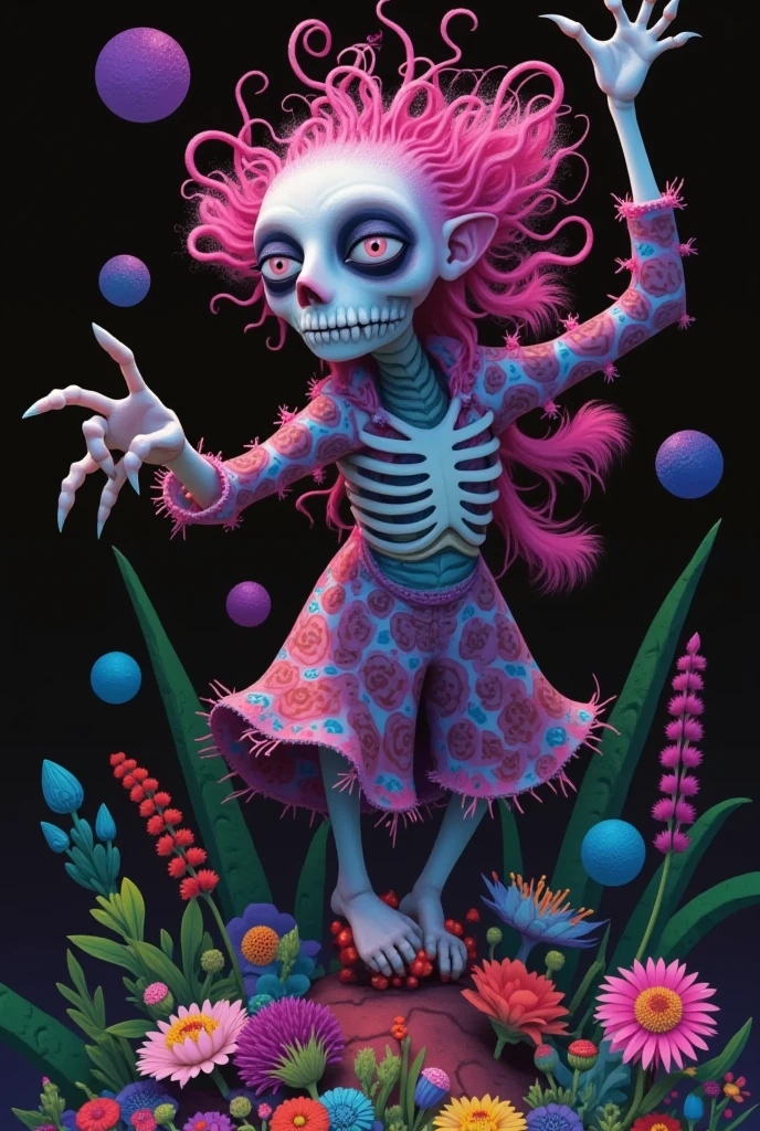 macabre style kawaii style Adorable 3D Character, Ombre color scheme of neon orange, neon pink, neon blue, neon yellow, neon green, (woman:1.1) with (elongated neck:1.3) <lora:ral-watrho:0.5> ral-watrho <lora:ral-hnycmb:0.35> ral-hnycmb <lora:bigeyes-v2_16x8-4x1:1.8> big eyes <lora:GigerRainbowXL:0.3> g1h3r , subsurface scattering, Photorealistic, Hyperrealistic, analog style, realistic, film photography, soft lighting, heavy shadow, 3D render, adorable character, 3D art . cute, adorable, brightly colored, cheerful, anime influence, highly detailed . dark, gothic, grim, haunting, highly detailed