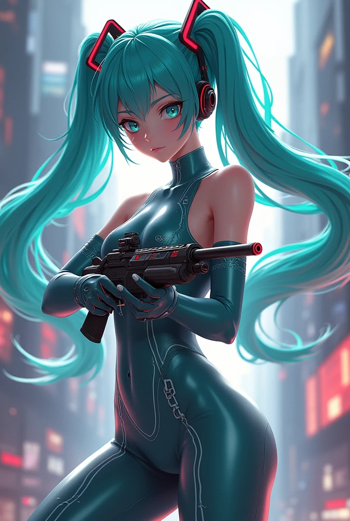One girl, alone, (hatsune miku), Big Breasts, Aqua Hair, Aqua Eye, Twin tails, Heavy Cybernetic Boots, Heavy Cybernetic Gauntlets, Heavy Cybernetic Leotard, High heels, (Heavy cybernetic visor:1.1), cybernetic face mask, Cybernetic Armor Plating, Machinery Parts, Decided, Glowing neon, Thruster, Armored cooling vents, Android, sf, motorcycle, Mobile Suit, good_face:0.8, Noise Reduction, Tabletop、Exquisite design、Visual Arts、Concept Artist、Five Fingers, Perfect body, {{{masterpiece}}}, {{{Highest quality}}}, {{Very detailed}}, {shape}, {{Very delicate and beautiful}},Improved cost performance、All Roles、Canon 5D MK4でphotograph、photograph, 8K Illustration