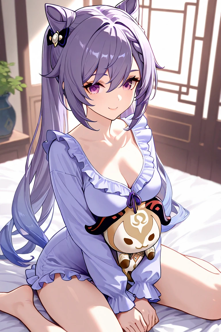 masterpiece,best quality,1girl, solo, tongue_out, twintails, tongue, , yang_guifei_\(fate\), long_hair, blush, blue_eyes, dress, bangs, chinese_clothes, looking_at_viewer, hair_ornament, bare_shoulders, blunt_bangs, purple_hair, pillow, china_dress, black_dress, smile, on_back, very_long_hair, sidelocks, lying, licking_lips, detached_sleeves, :q, , large_breasts, thighs, closed_mouth