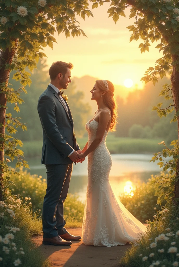 25 YEAR OLD MAN AND PREGNANT WIFE, FAMILY, LOVE, ROMANCE, ROMANTIC, FLOWERS, NATURE, TREES, 8K, detailed matte painting, deep color, fantastical, intricate detail, splash screen, complementary colors, fantasy concept art, 8k resolution trending on Artstation Unreal Engine 5", 8K, CAUCASIAN, BLUE EYES, Italy