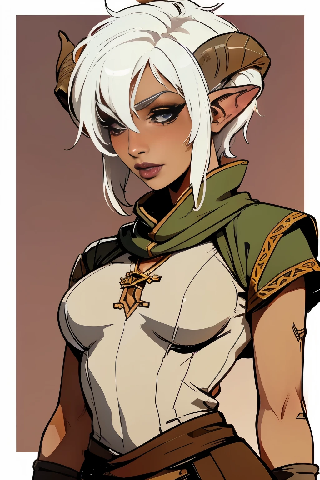 ((masterpiece, best quality)), insaneres, absurdres, solo, outdoors,
ANI_CLASSIC_pirotess_ownwaifu, www.ownwaifu.com,
long hair, pointy ears, elf, dark skin, dark-skinned female, dark elf, breasts, white hair, circlet, large breasts, very long hair, yellow eyes, lips, armlet, long pointy ears, lipstick, makeup, bangs, nose, earrings, toned, silver hair, hair over one eye, forehead jewel, necklace,
cleavage, white gloves, thighhighs, white legwear, armor, elbow gloves, no bra, breasts apart, belt, center opening, open clothes, short dress, white thighhighs, white dress, thighs,
narrow waist, sheathed,
(contrapposto, hand on hip)<lora:ANI_CLASSIC_pirotess_ownwaifu-15:1>,
lens flare, depth of field, bokeh, embers, vanishing point, looking at viewer,