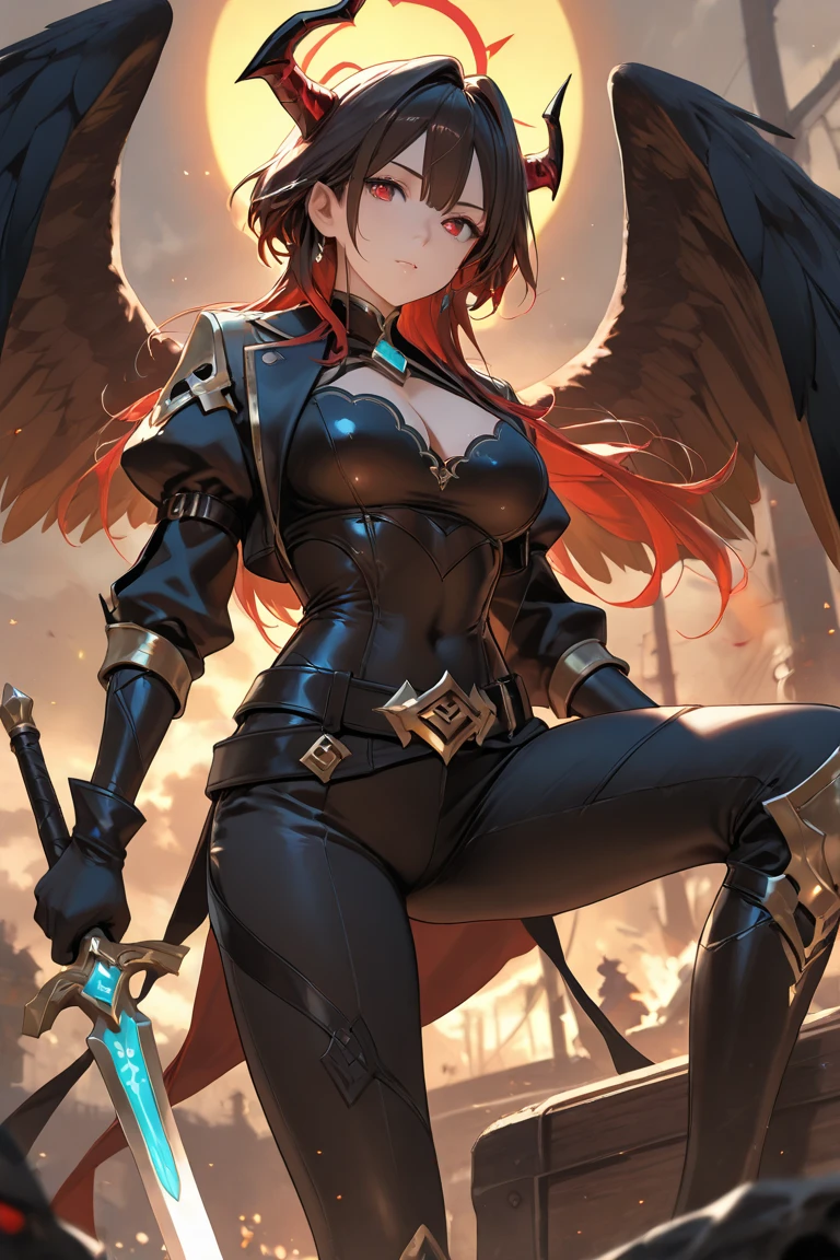 best quality, 8k, photography, beautiful eyes, Delicate eyes, Giant 3D printer, 1 Girl, , whole body, Perfect body, running, Medium breasts, Top audience, Orange and black armor