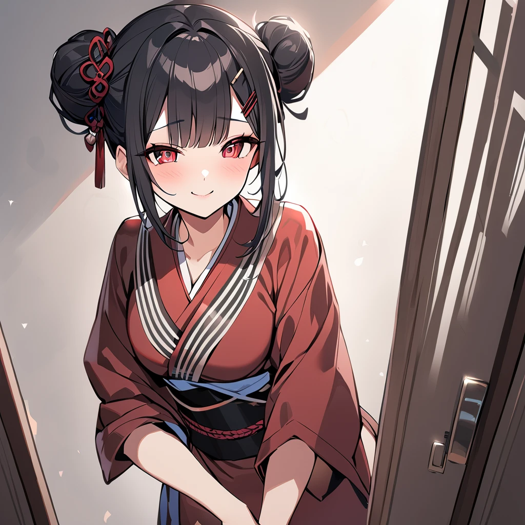 best quality, s:1.2), , (shimenawa, Japanese clothes with shimenawa, rope, sleeveless kimono, bare arms, kimono, sleeveless, oni, bare shoulders, hakama), (curled horns, red horns, multicolored horns), (happy smile:1.2), earrings, jewelry, (big eyes, brown eyes), collarbone, cowboy shot, v-shaped eyebrows, ((hourglass shape)), sexy pose, ((NSFW)) Tied up BDSM slave. Ballgag. Vibrator.