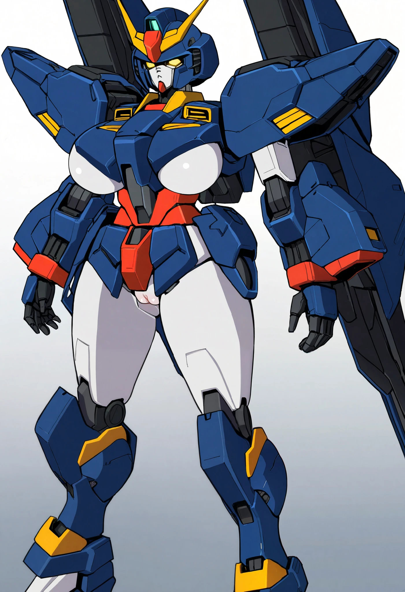 pochincoff, 1girl, robot, (mecha:1.1), sexy, standing and smiling, cameltoe, blush, white skin