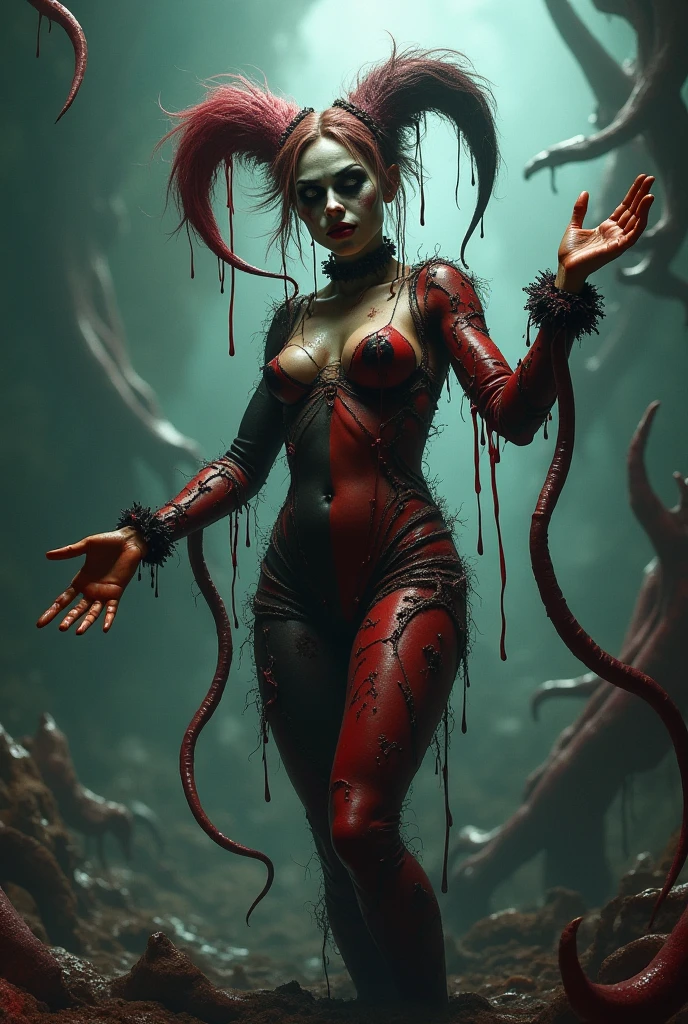 reli, high quality, 4k, hd, exquisite detail, thick paint, realistic, unreal 5, monster, female figure, red slime, red slime cover, --auto