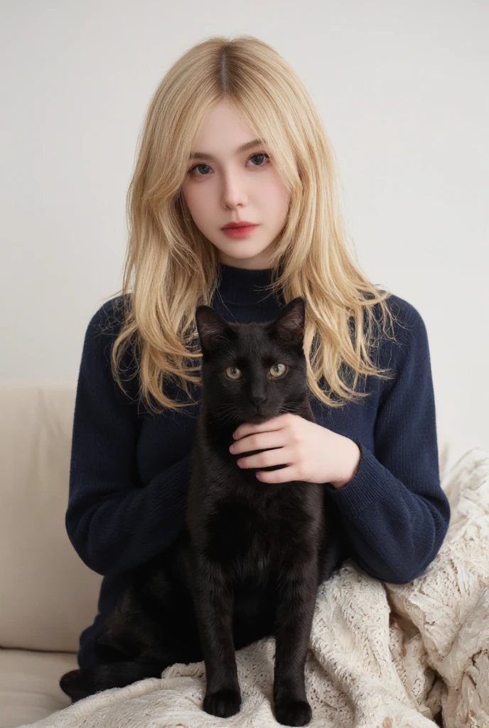a masterpiece portrait of a beautiful young girl with a small face and a cute expression with a black cat, wearing a red headband, in a , shot with a DSLR camera, high-quality 8k UHD image with realistic skin details, detailed facial features, rim lighting, and a beautiful bokeh background,