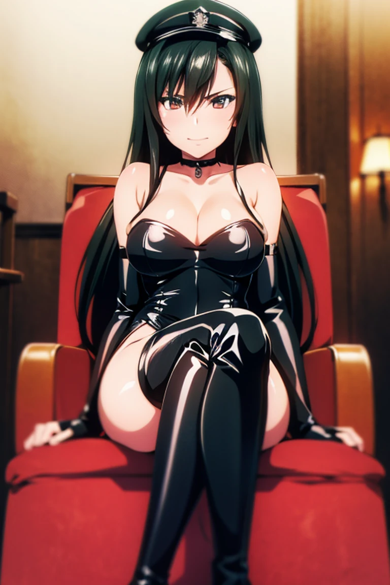 (night:1.7), , , collarbone,choker,black outfit,belly button, Torn_Clothes, Torn_leg wear,Lock,collar, shoulder armor, High leg,boots,Thighhighs, purple_eye,,black_hair,very_length_hair,elbow_gloves, 1 girl, 20 years,mature woman,beautiful Finger,beautiful length legs,beautiful body,beautiful Nose,beautiful character design, perfect eye, perfect face, looking at the viewer, (innocent_big_eye:1.0),laugh at,evil_smile,evil_laugh, view, in front of the window, sitting at attention,sitting on the sofa, collarbone,choker,black outfit,belly button, Torn_Clothes, Torn_leg wear,Lock,collar, shoulder armor, High leg,boots,Thighhighs, purple_eye,,black_hair,very_length_hair,elbow_gloves, 1 girl, 20 years,mature woman,beautiful Finger,beautiful length legs,beautiful body,beautiful Nose,beautiful character design, perfect eye, perfect face, looking at the viewer, (innocent_big_eye:1.0),, NSFW,official art,Highly detailed CG Unity 8K wallpaper, perfect lighting,colorful, bright_front_face_lit, (masterpiece:1.0),(Highest_quality:1.0), 超High resolution,4k,Super detailed, photo shoot, 8K, HDR, High resolution, disorganized:1.2, kodak portrait 400, film grain, blurred background, Bokeh:1.2, Lens flare, (lively_color:1.2) (beautiful,big_chest:1.4), (beautiful_face:1.5),(narrow_waist)NSFW,official art,Highly detailed CG Unity 8K wallpaper, perfect lighting,colorful, bright_front_face_lit, (masterpiece:1.0),(Highest_quality:1.0), 超High resolution,4k,Super detailed, photo shoot, 8K, HDR, High resolution, disorganized:1.2, kodak portrait 400, film grain, blurred background, Bokeh:1.2, Lens flare, (lively_color:1.2) (beautiful,big_chest:1.4), (beautiful_face:1.5),(narrow_waist),solo,naughty face,crossed legs