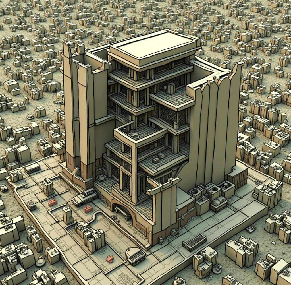 Arafed model of a building with a glass case on top, 3D rendering by, , Reddit , realism, table top model , detailed model, Miniature Model, Architectural model, sectional model , Diorama model, highly detailed model, digital model , Model miniatures, soft air arena landscape , large diorama , replica model , detailed clay model