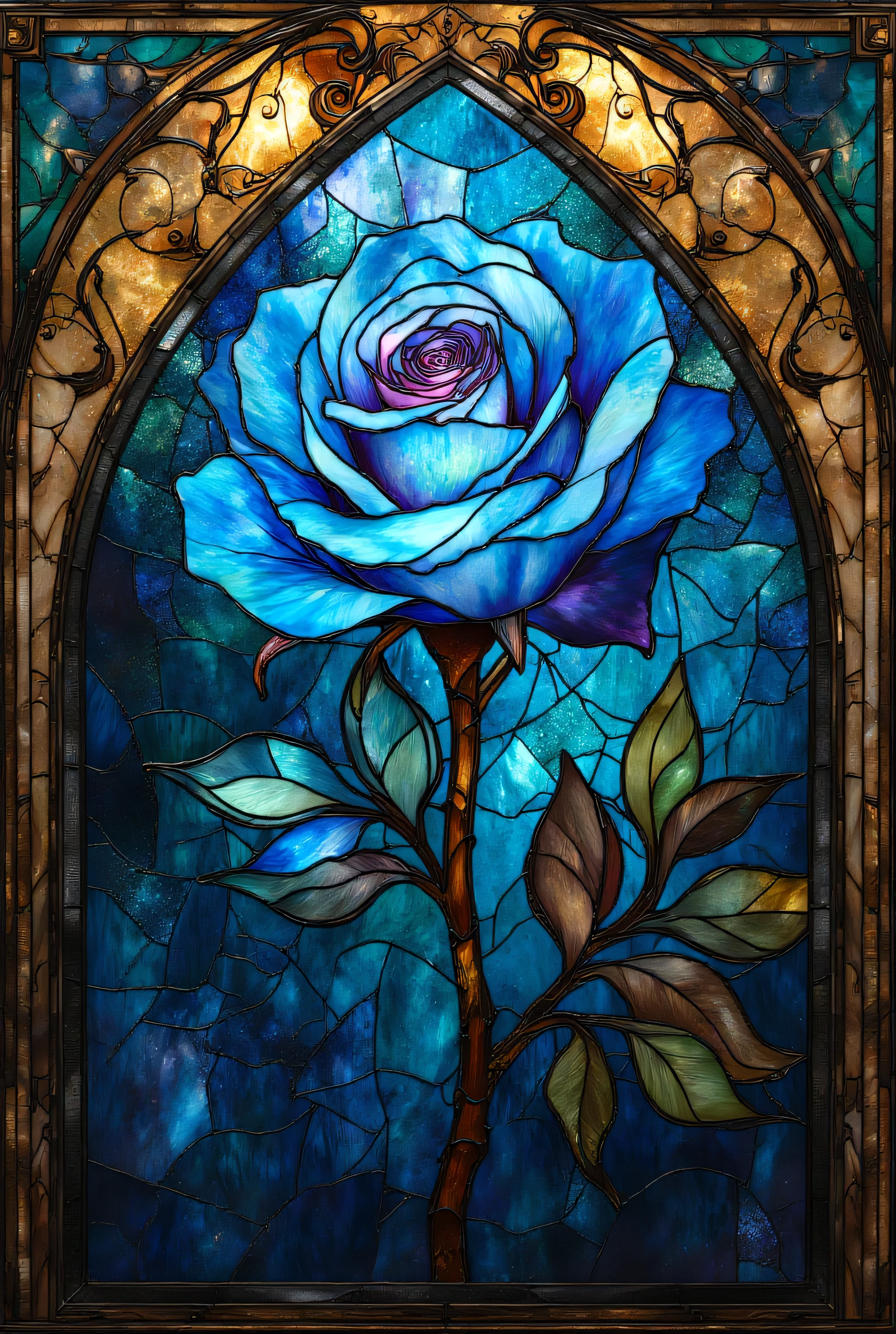 1 blue rose 、 Stained Glass、 Premium 