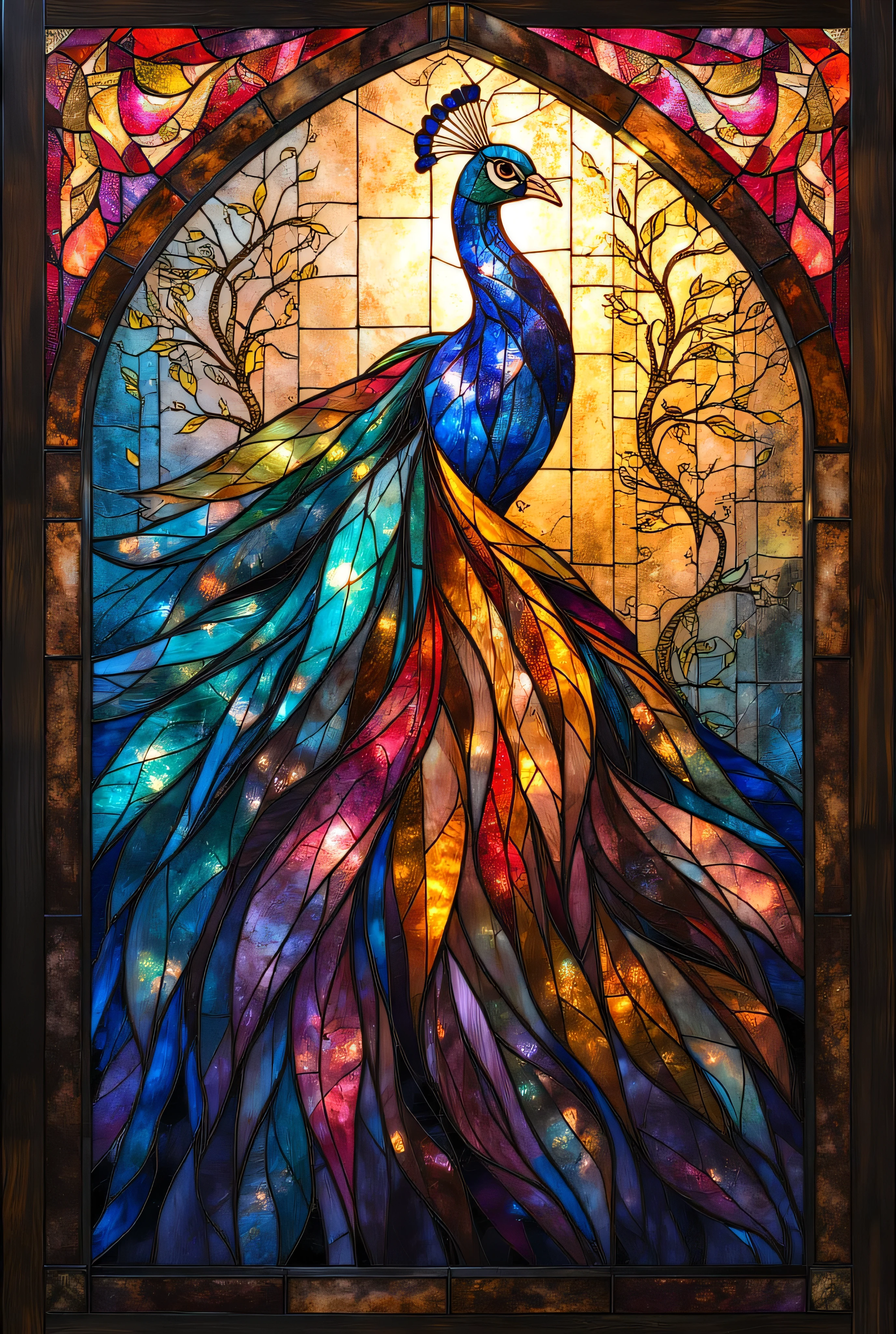 Peacock、Worldview、 Stained Glass、 premium 、Transparency、Shine