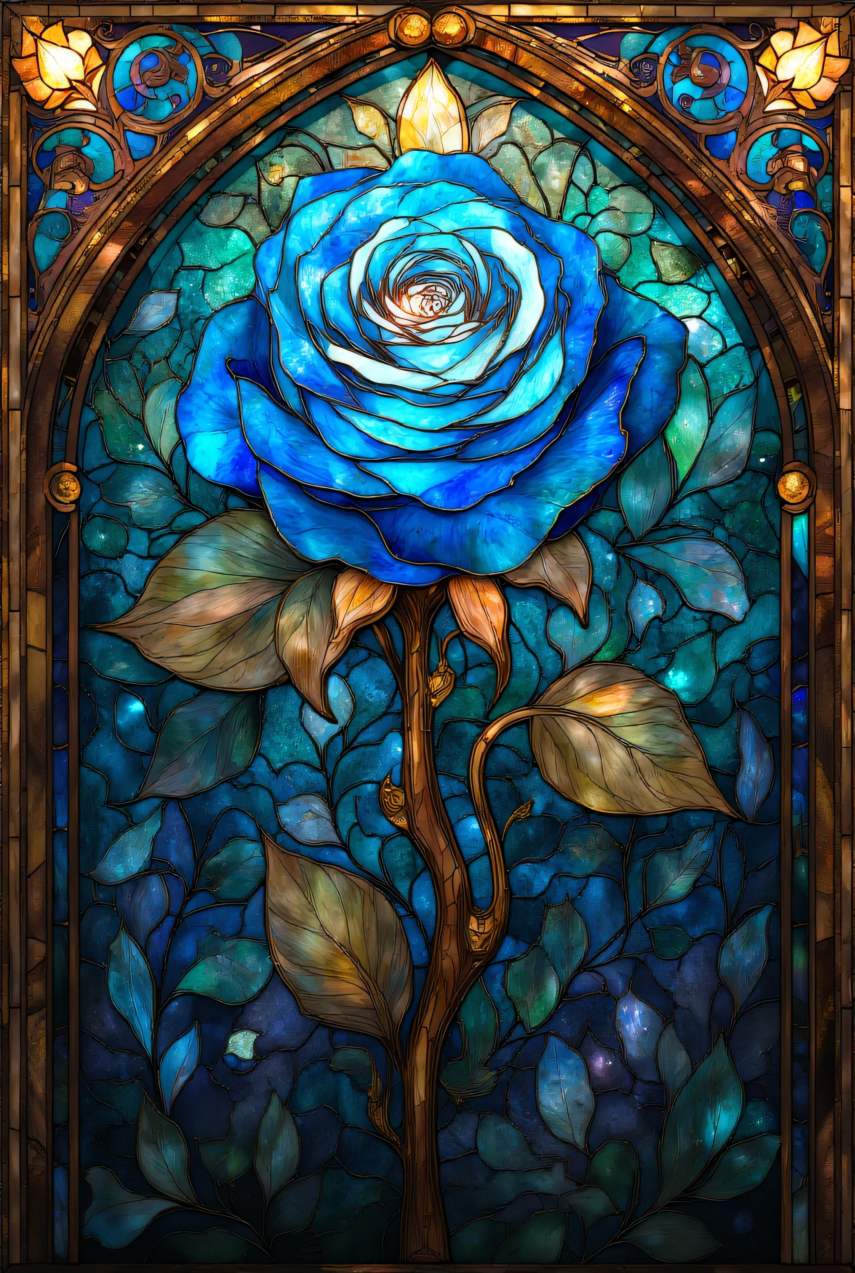 1 blue rose 、 Stained Glass、 Premium 