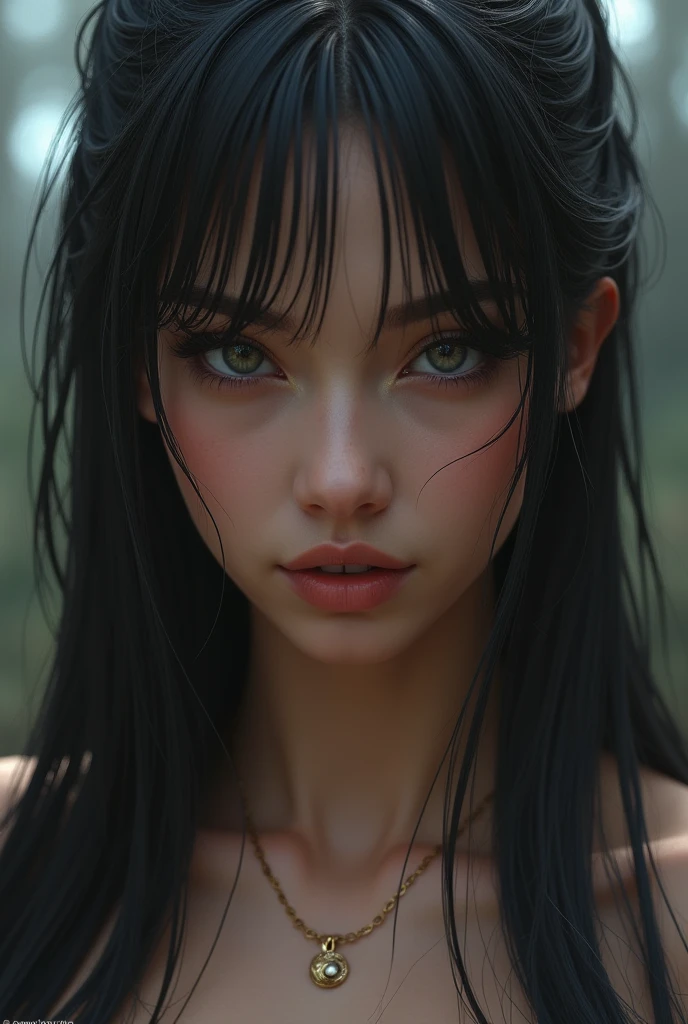 Ultra realistic, 16k, high quality, one evil naked well lit girl, succubus aesthetic, dream aesthetic, long black hair, cute bangs on the forehead, black evil eyes, bright evil eyes look, perfect nose, evil smile, pale-grey skin, grey skin, flushed cheeks, natural detailed , showing natural medium breasts, narrow waist, big hips, hot big vagina, hot sexy legs, perfect feets, creepy aesthetic, 19 years old, (beautiful natural body), professional photography of a naked woman detailed, sharp focus, dramatic, award-winning, cinematic lighting, dream aesthetic, volumetric dtx, (film grain, creepy dark school laboratory background, blurred foreground, Bokeh, depth of field, motion blur:1.3), evil cute model,