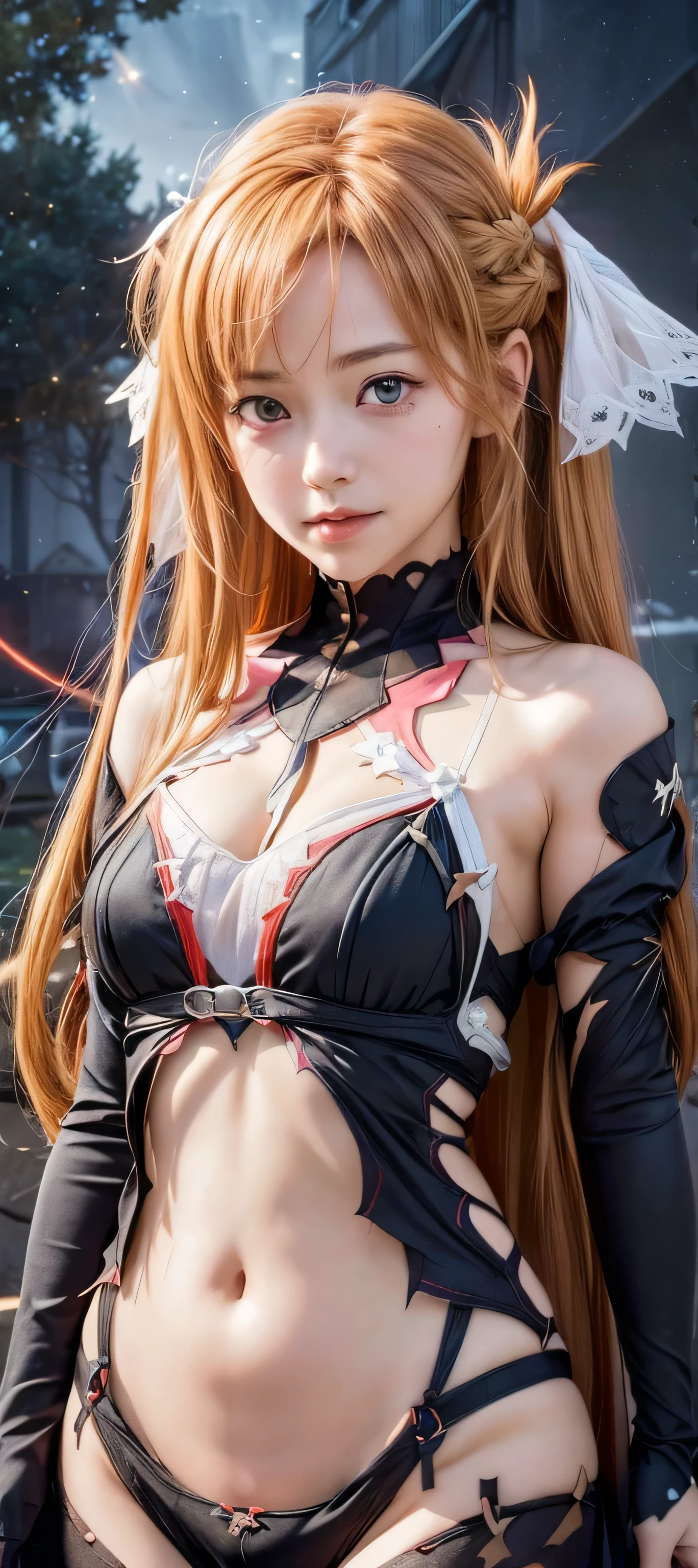 (masterpiece、top-quality:1.2)、Cowboy Shots、独奏、女の子 1 人、Alena \(DQ4\)、A smile、looking at viewert、((Bandage on the arm))、((Bandages on the body))、((Blurred eyes))、 ((thigh-high socks))、((Bandage on the chest))、((Bandage the crotch))、((Mummy Man Costume))、Tattered bandage、graveyard、natta、fullmoon、((Bandage on the forehead))