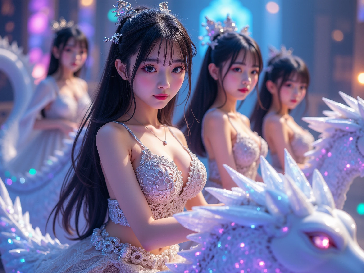 High resolution、High level image quality、16K、real live action、Raw photo、highest quality、masterpiece、16 year old elf girl、ballerina、unparalleled beauty、leotard、Wearing a tiara on your head、young face、(((beautiful girl)))、Dancing on stage、Swan Lake、long pointed ears