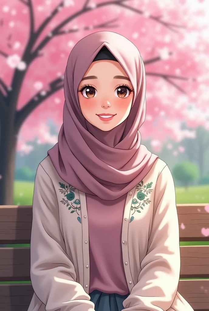 women smiling , outside , wearing hijab