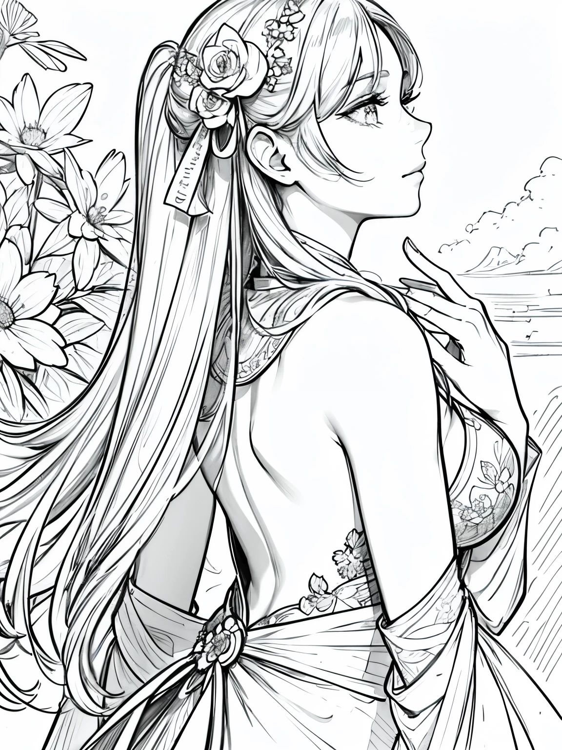 ((best quality:1.4)), white background, (bust), Medieval background, female, swimsuit