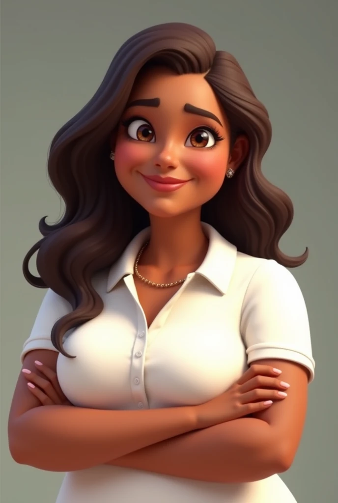 35-year-old brown woman, slightly overweight, long black hair, dressed in formalwear, sentada num foguete