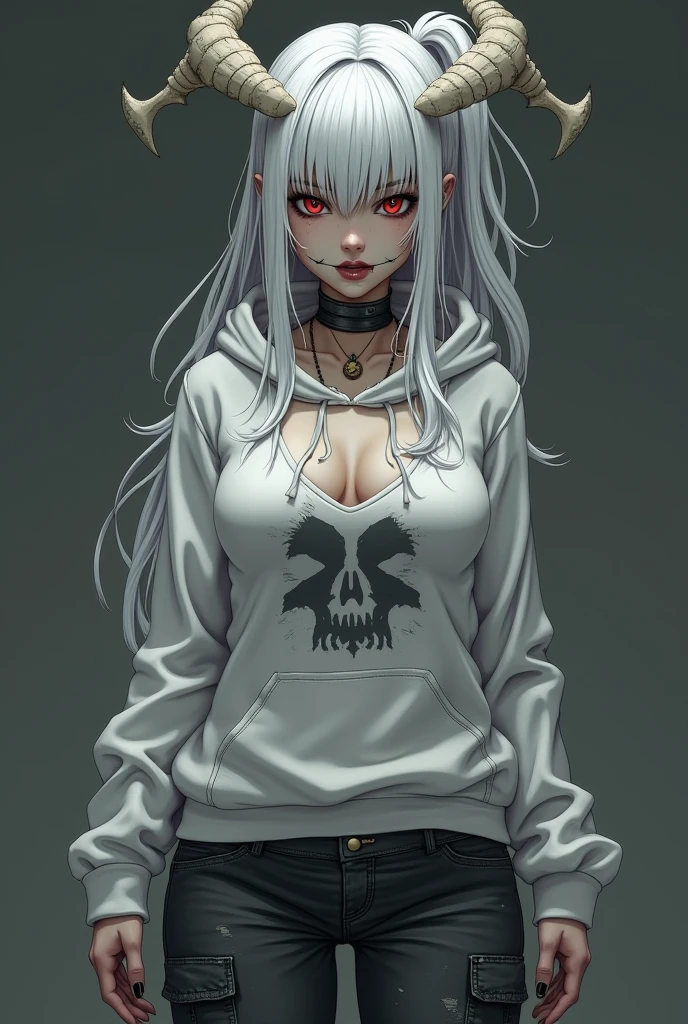 anime zombie witch design, crossbones, skulls, street wear design, pro vector, Horror style, full design, 6 colors only, solid colors, no shadows, full design, sticker, bright colors, white background.