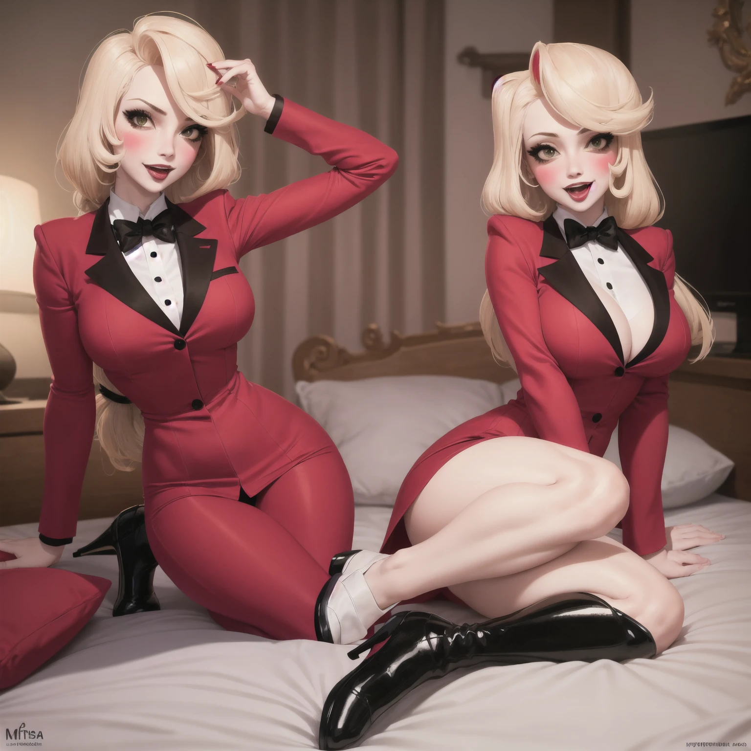 Margot Robbie as Harley Quinn, scantily laid, sexy, underwear, drinking milk