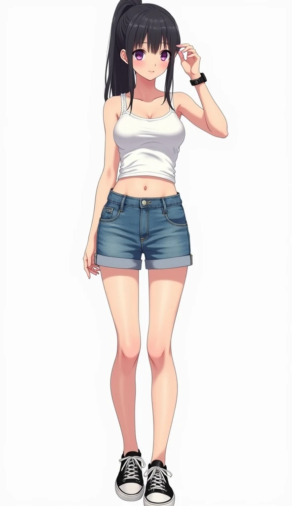 male,penis,Slender and sexy woman,Cum in mouth,deep throat ,Black knee socks,Jeans Shorts