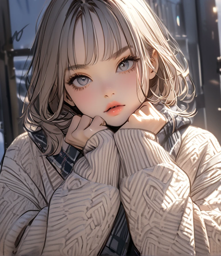 
((( Masterpiece)))、(( 1girl ))、(((8k)))、(sketch),

(signature pose)、signature pose,Age 18、drooping eyes

Soft Knit Fabric ,winter Clothes 、

(Top Quality I   )、  detailed face  、  detail texture  、View the depth of the writing