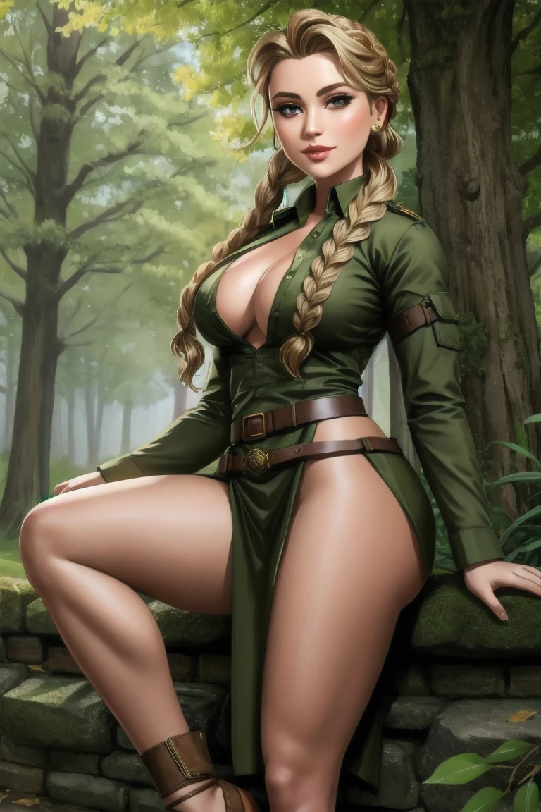 Busty Women wearing tree costume showing spreading her legs and showing
her wet pussy
