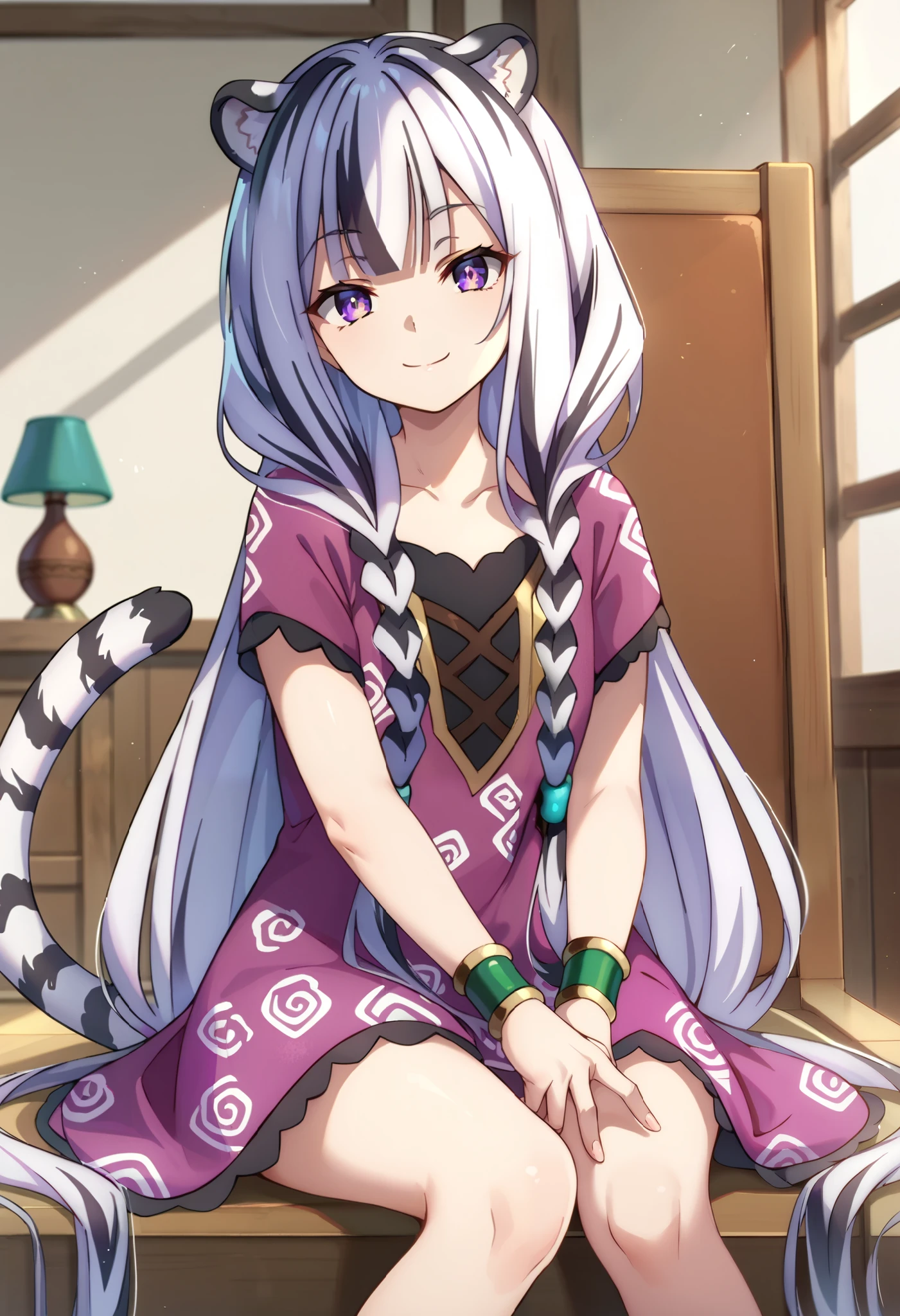 Anime girl sitting on a bench with a cat in her lap - SeaArt AI