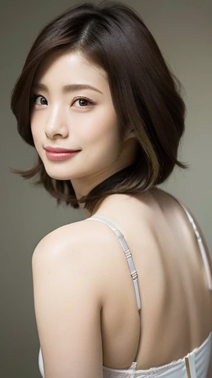 ((Highest quality, 8k, masterpiece: 1.3)), One person, The beauty of slim abs: 1.3, (Hairstyle Casual, :1.2), Sexy Dress, Very beautiful face, Delicate eyes, double eyelid, smile. Take a photo with a cute pose, Very low number, Narrow waist, Big Breasts, close, zoomed close chest, Beautiful background