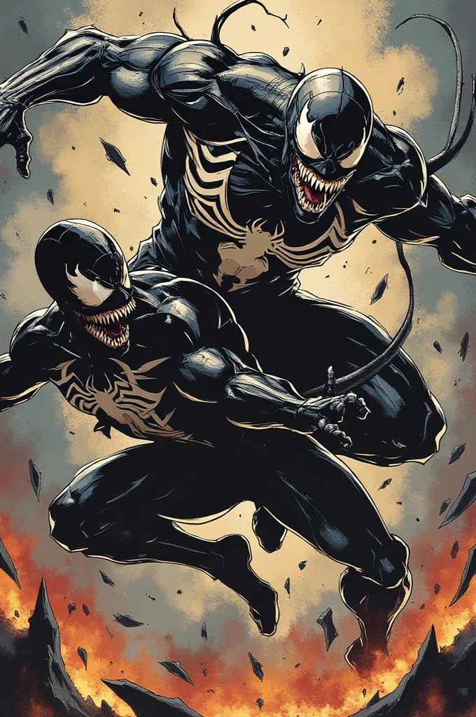 Venom fighting Moon Knight for comic 
