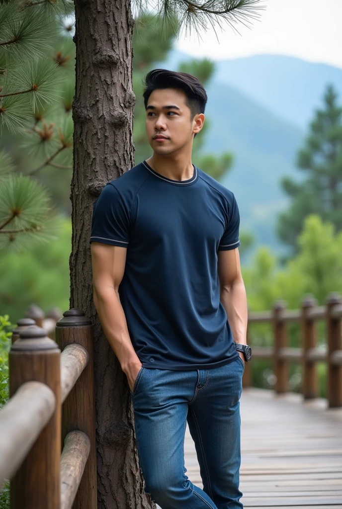 A 25 years old imdian man, wearing black teashirt, very sad, tears in eyes. Walking in garden and looking in the sky