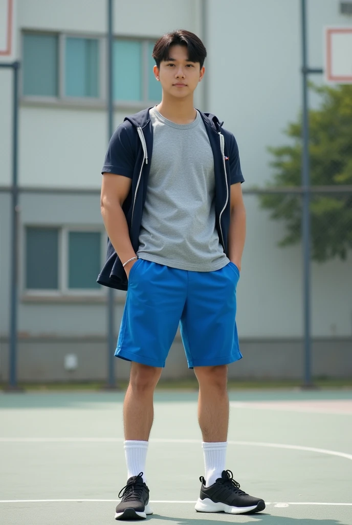 Handsome muscular high school student