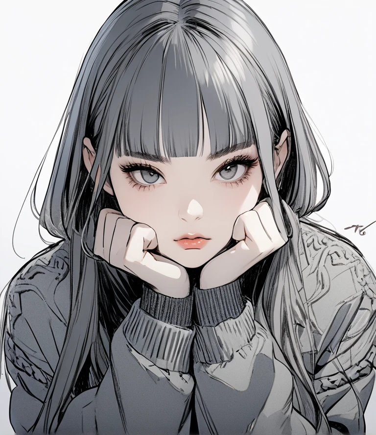 
((( Masterpiece)))、((  1girl  ))、(((8k)))、(sketch),

(signature pose)、signature pose,Age 18、((drooping eyes)),(Wisteria:0.1),dark gray eyes,straight long hair,bangs,

 ,winter Clothes 、前かがみで立っている、boots、

(Top Quality I   )、  detailed face  、  detail texture  、View the depth of the writing,((垂れ目)),  ((raise eyebrows )), ( fuzzy expression ), 