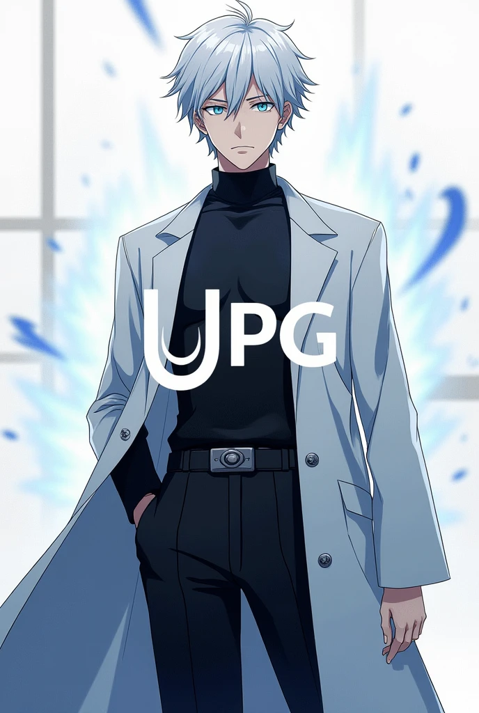 25 years old anime man with white hair, standing in front of a door, Waving goodbye,shirt off