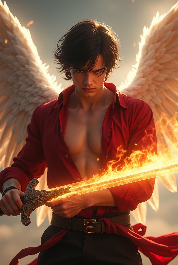 create Dante's son with Lady, Devil May Cry, rebellious style teenager (his Devil Trigger version in the background) limbo background, Dante's son is sitting on a throne holding a lightning sword, realistic ultra, 4K, HDR, Visual effects, perfect hair, perfect hands, perfect facial expressions, perfects eyes, Dante's son has an aura of power around him, no anomalies, realistic shadow, perfect lights on the body, badass face, perfect hair, Bblack hair, ((Visual effects impressionantes, art station, Visual effects, very beautiful graphics, CG), highest quallity, work of art, DOF, artistic lighting, rim-light), CRU, best qualityer,extremely detailed  eyes