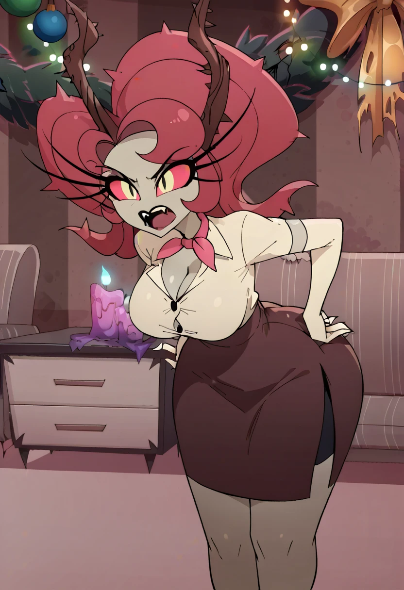 Run out, voluptuous, fur, black dress, fitted dress, lifting up her short dress, showing her panties, standing, Wet panties, heart eyes, blushing, nervous face, dripping vagina, room, evening, with panties, holding her dress with her hands, head on, nervous smile, gaze fixed on the viewer