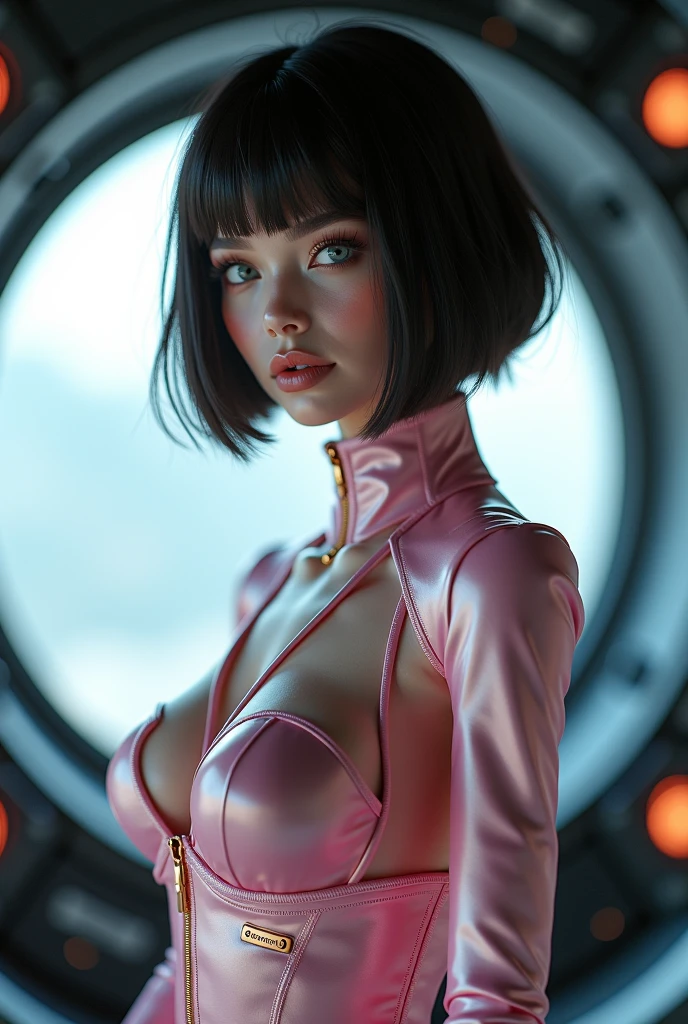 (isolated body girl with fade :1.5),(beautiful face:1.3),(gigantic boobs:1.2), (big red star:1.5),(beautiful shiny skin:1.3),(gigantic aggressive Dress:1.4) (color fail after mess),(bright hole:1.5),(shiny hair:1.3),(bangs:1.2)
