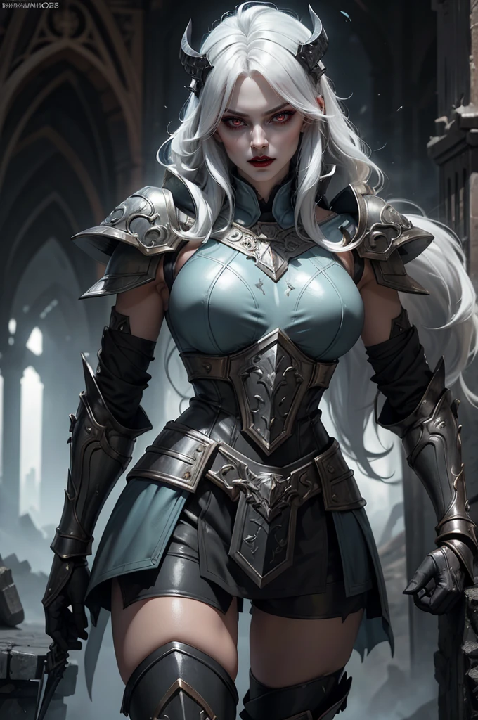 Pale blue skinned, undead Queen, cut throat, beautiful girl, chaotic armor,