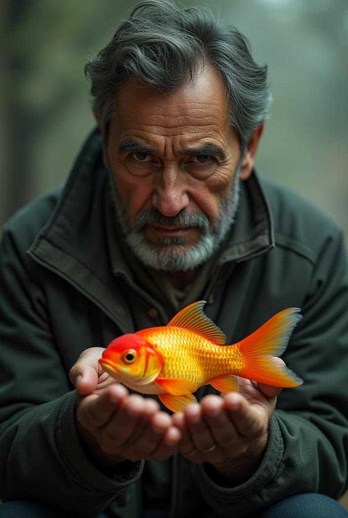 The old man butchered the goldfish.