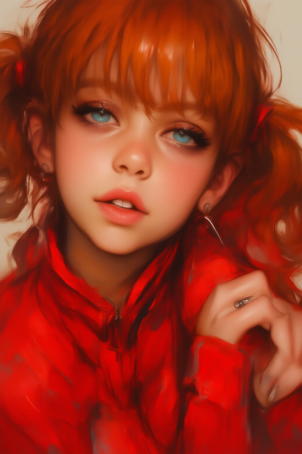 Can I get a 10 year old girl with red hair and orange eyes
