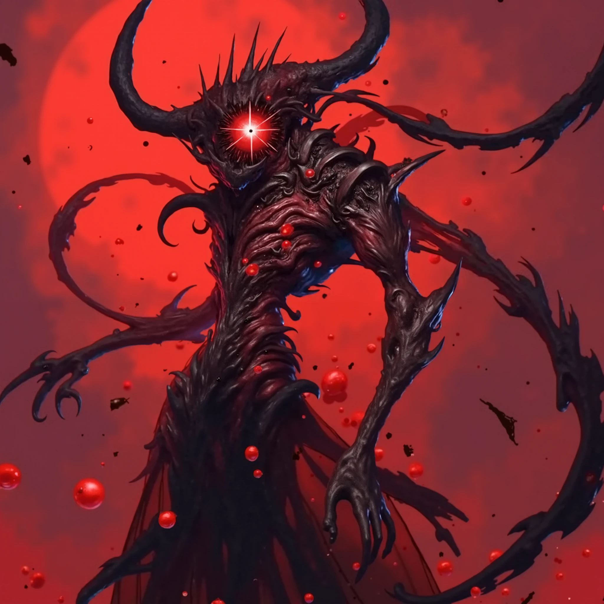 Draw the whole body、always Bloody、Bloody、Bloody、Ghost、One horn on the head、Best image quality、masterpiece、8k、change、strongest、Brutal、monster、killer Ghost、Wrestler、logic骨 格 系々、logic、Face of fear、、Tentacles、suction cup