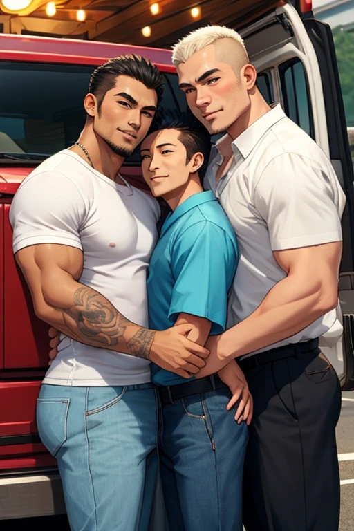 (NSFW: 1.5),(male crew cut short hair:1.8) (man and woman hugging and kissing: 1.5), (man and woman: 1.5), smile, (A man wears a navy blue short-sleeved round neck t-shirt.: 1.3), Navy cargo pants, Korean guy , korean men, (High gloss details), chest muscles, large arm muscles, blood vessel, Big muscles, Broad shoulders, looking at the audience, Balancing the eyes, smile, Close your eyes, open your mouth., (Close your eyes, open your mouth. : 1.3) , ,(genital very long big : 1.8), (Big testicles), (Erection of the penis: 1.1), (How: 1.8) ,(naked woman: 1.9), Make love, fucking, sex, lust, (, In front of the bread shop: 1.3) , ( How:1.8), (genital very long: 1.6), genital very Big, (Big testicles), (Erection of the penis: 1.6), ((very big, very long penis)), masturbate, hold your hand on your penis, (semen) , (How in bread:1.5)